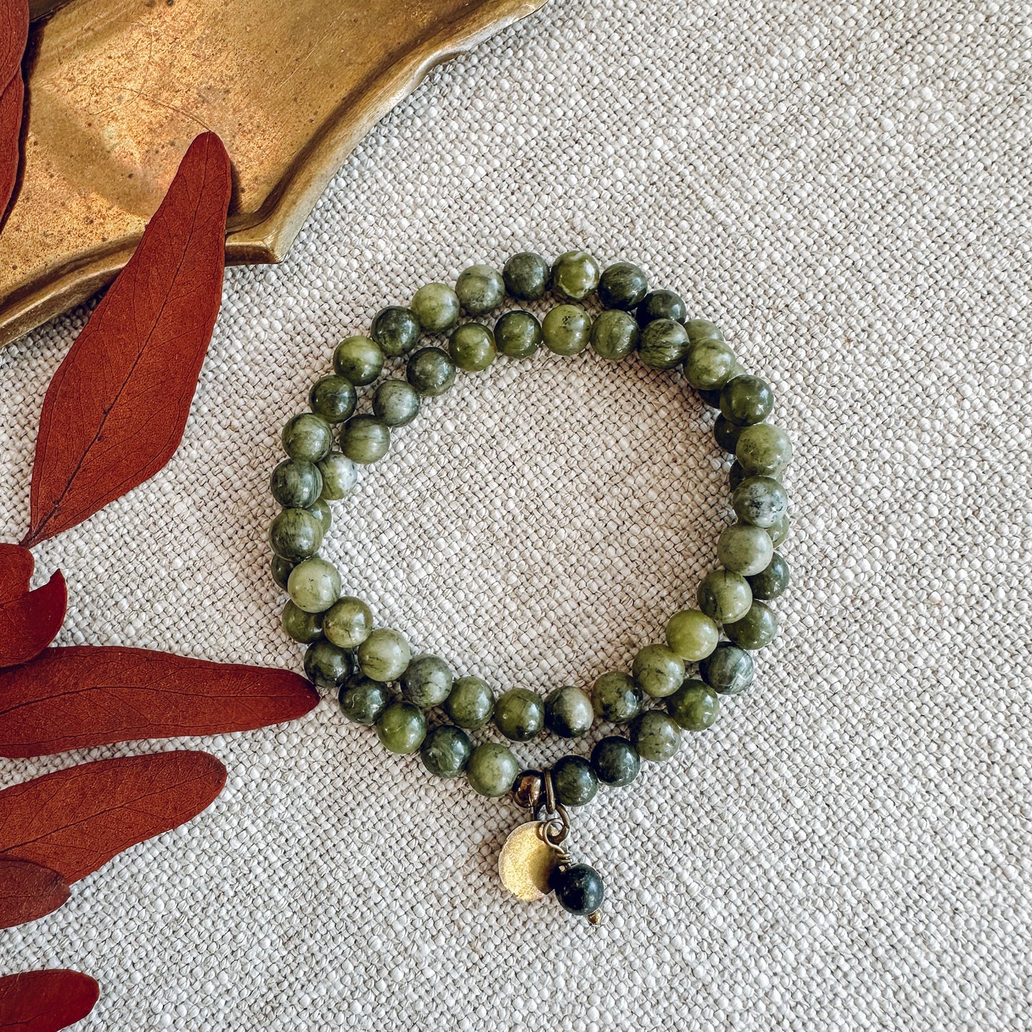 OLIVE JADE WRAP BRACELET