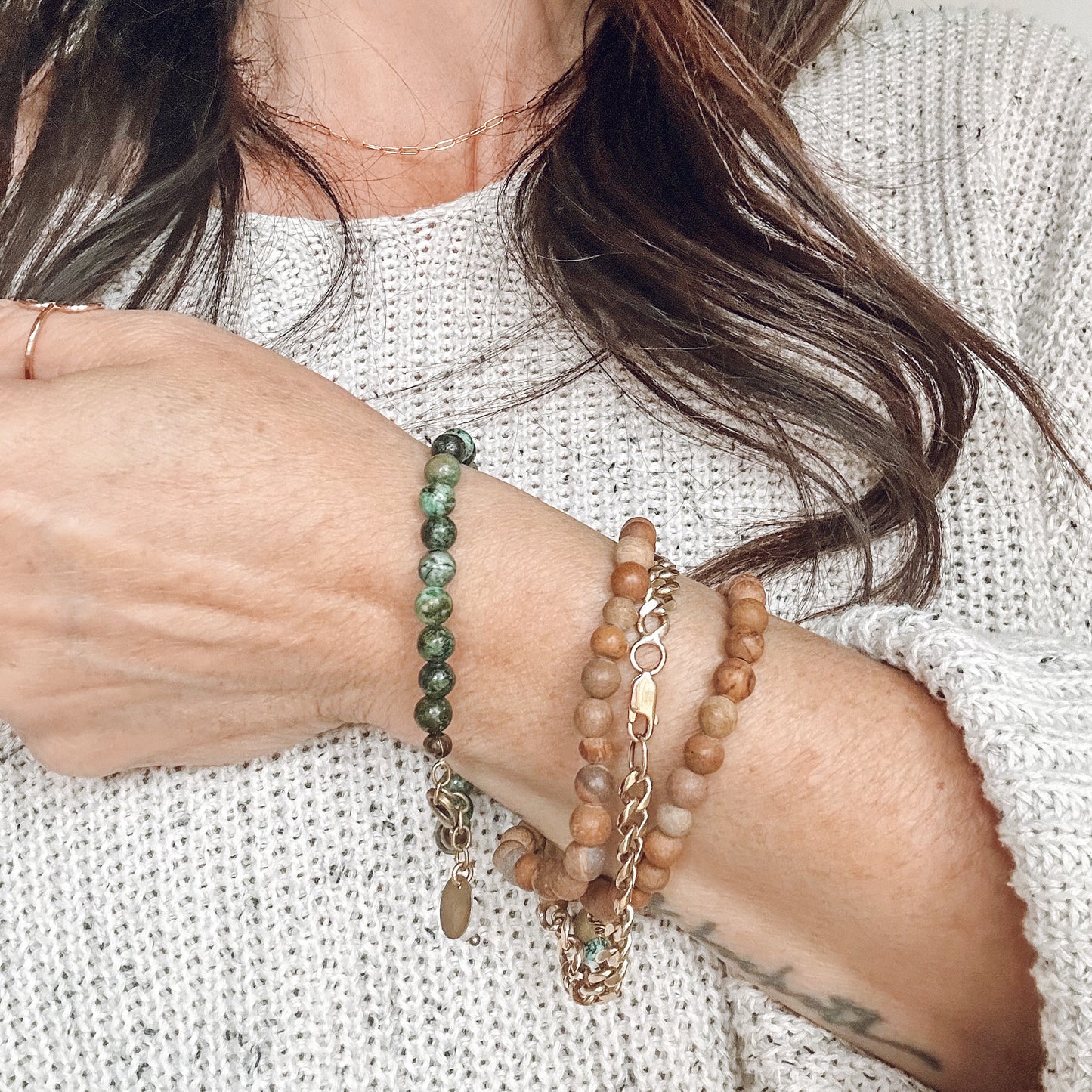 TURQUOISE and MOONSTONE BEADED BRACELET