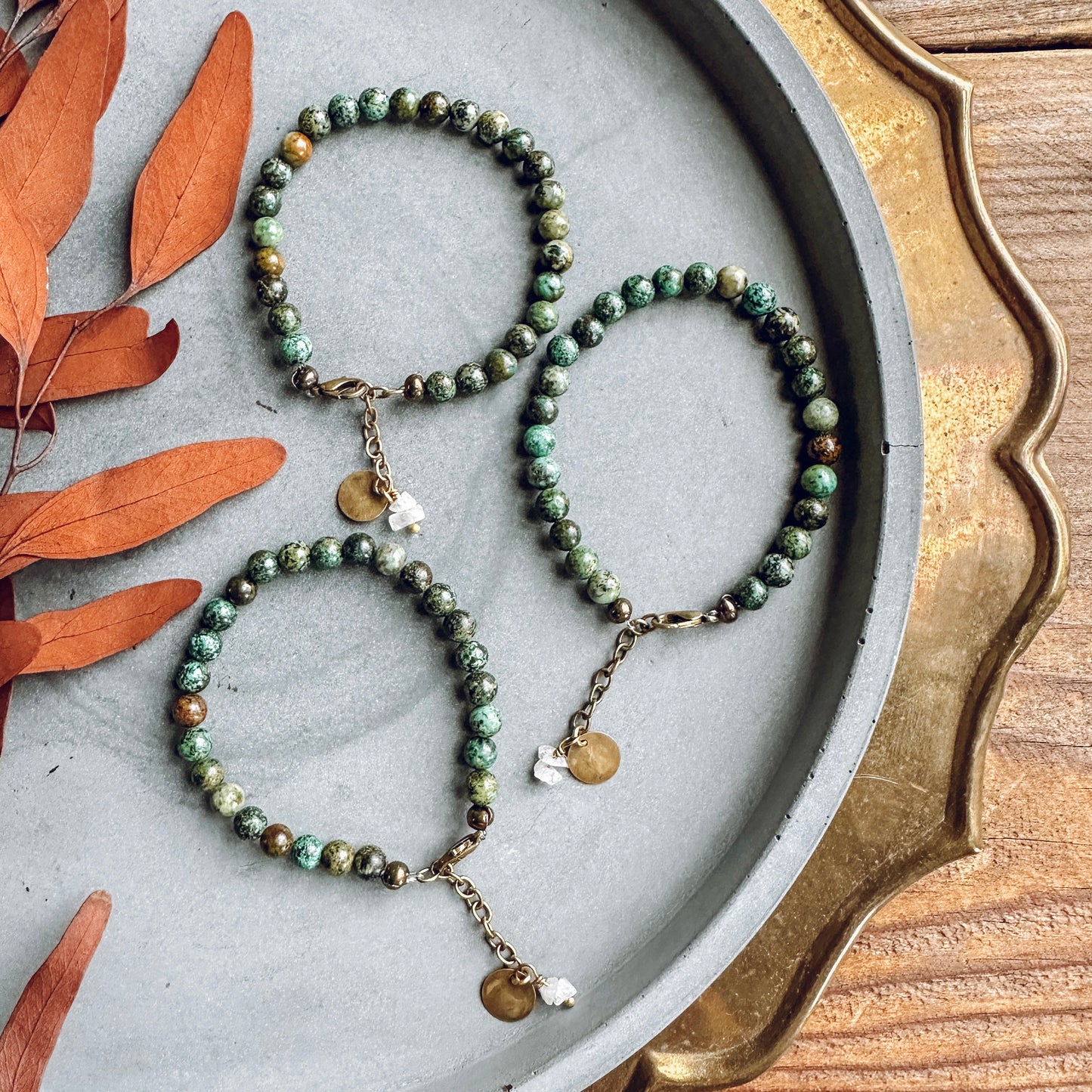 TURQUOISE and MOONSTONE BEADED BRACELET