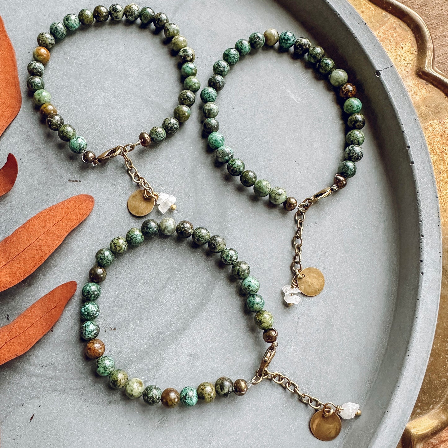 TURQUOISE and MOONSTONE BEADED BRACELET
