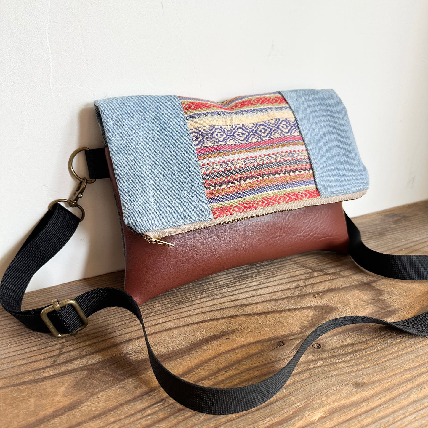 FOLDOVER CROSSBODY - Boho Stripe/Denim
