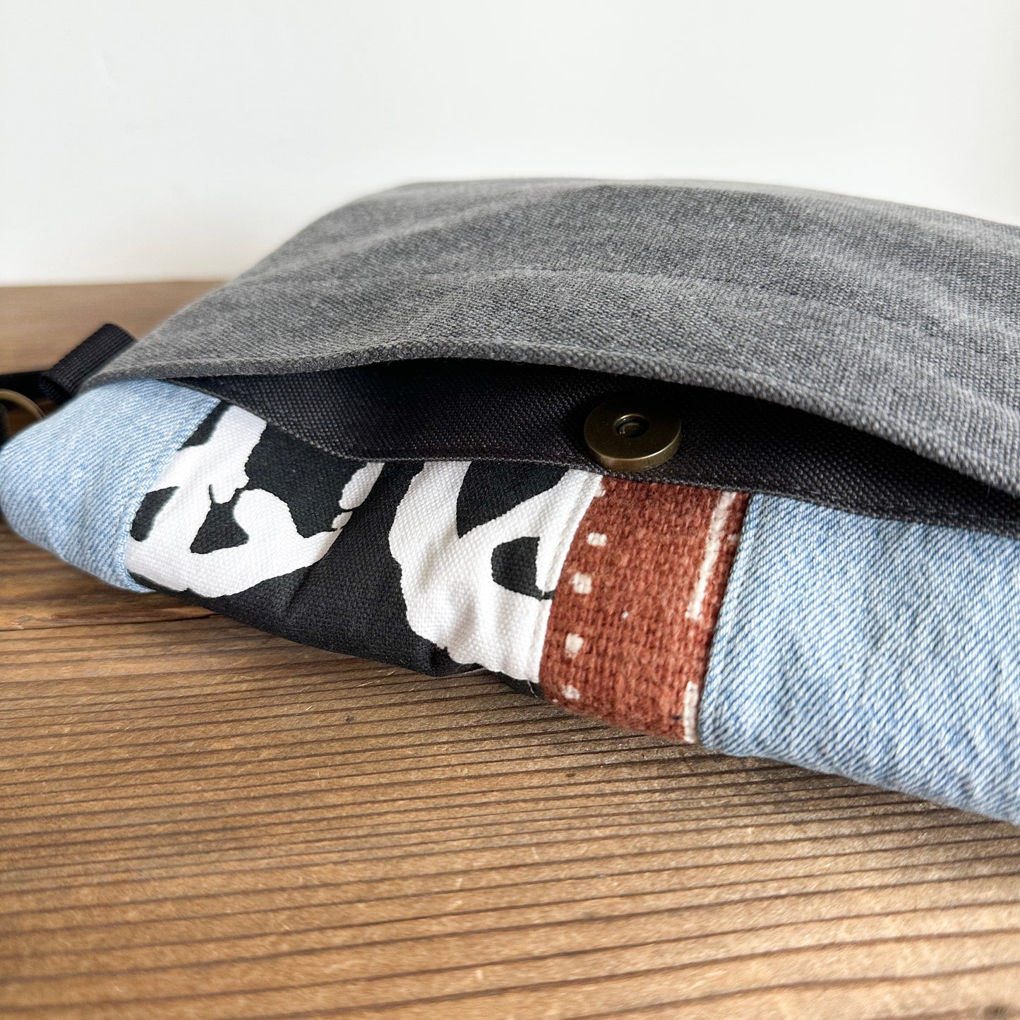 FOLDOVER CROSSBODY - Peace/Rust Mudcloth/Denim