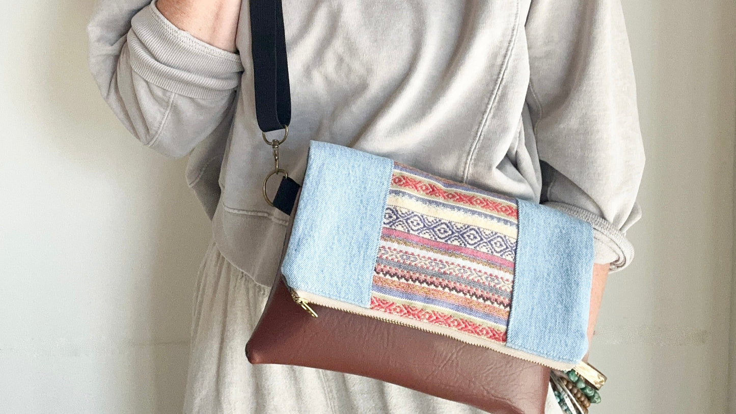 FOLDOVER CROSSBODY - Boho Stripe/Denim