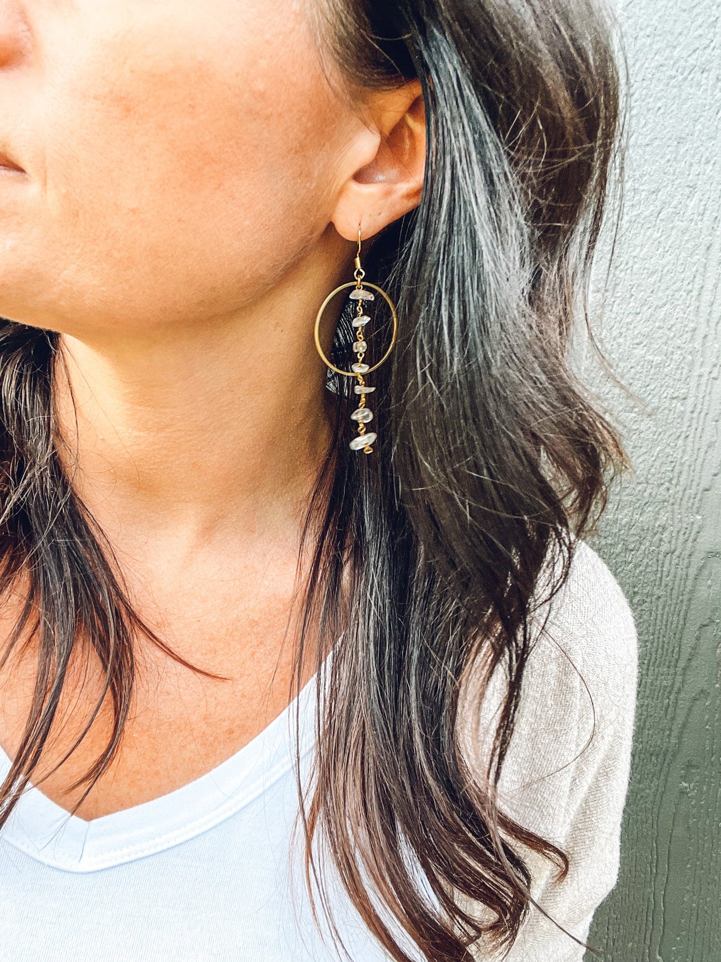 Rose Quartz Gold Dangles