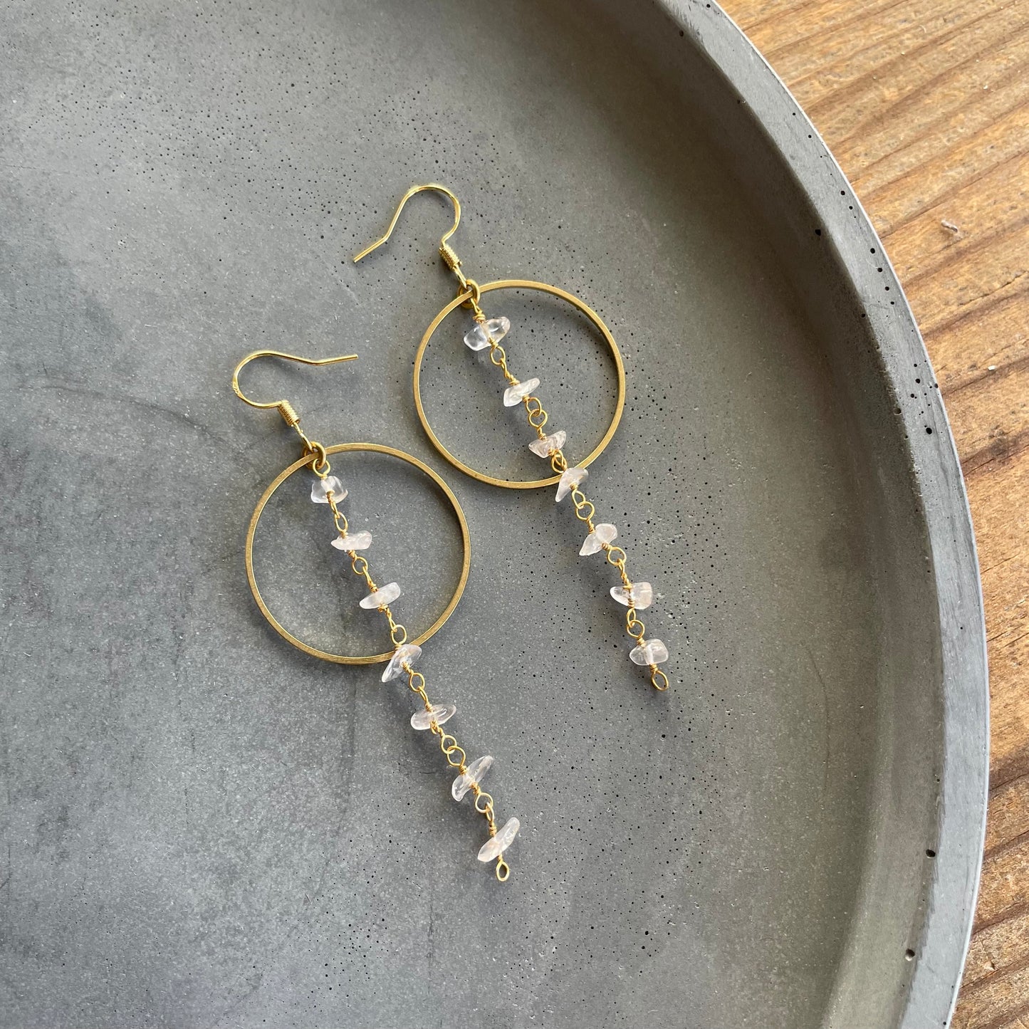 Rose Quartz Gold Dangles
