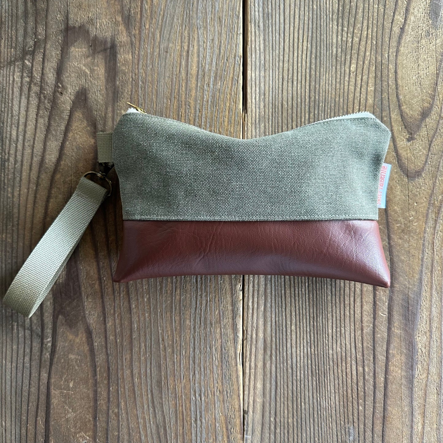 Olive Stonewashed Wristlet