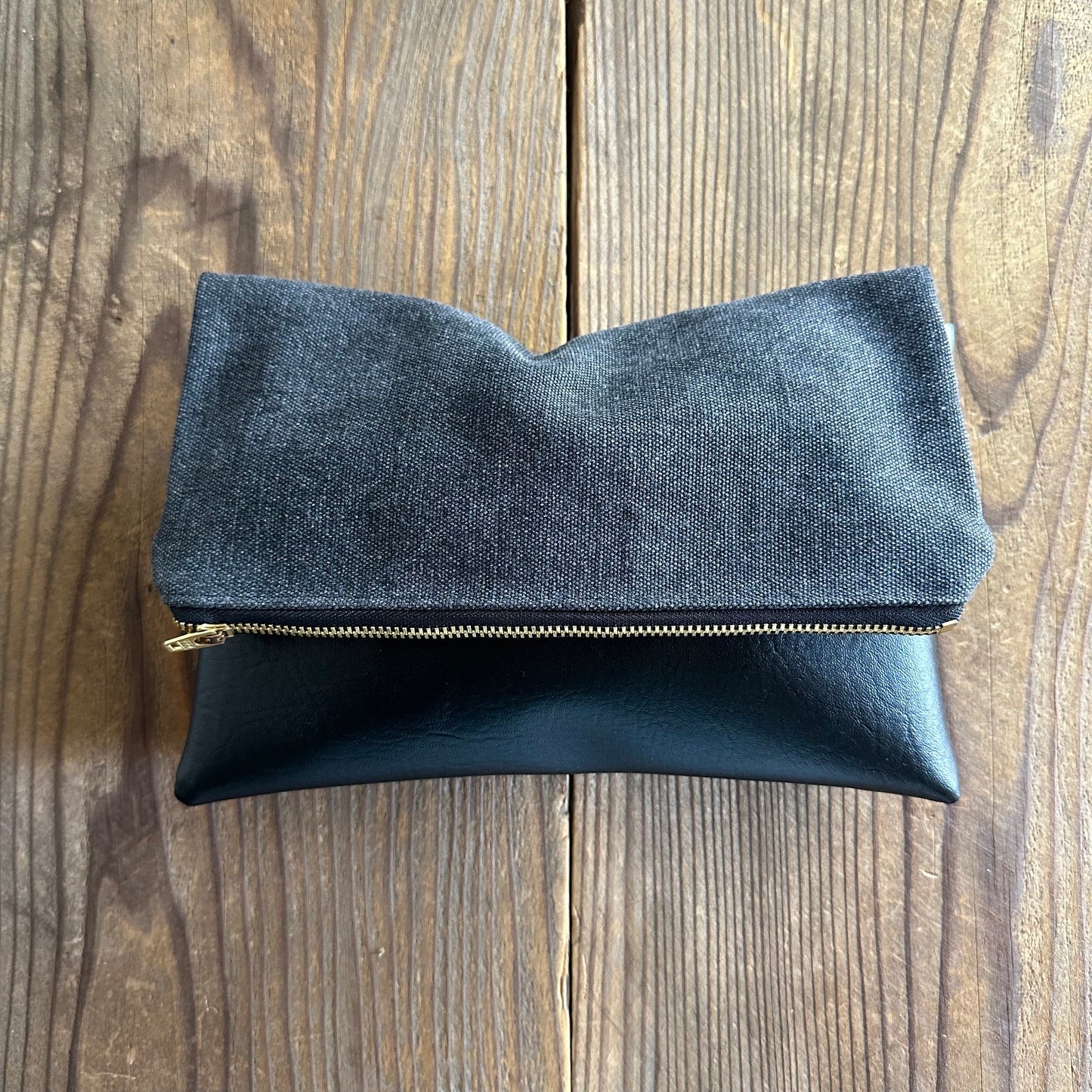 Charcoal Stonewashed Foldover Clutch