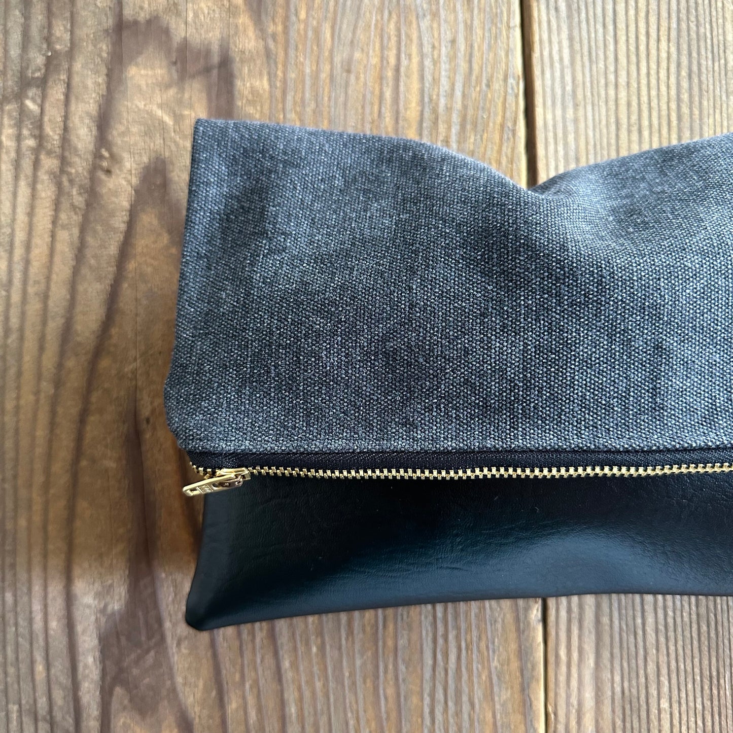 Charcoal Stonewashed Foldover Clutch