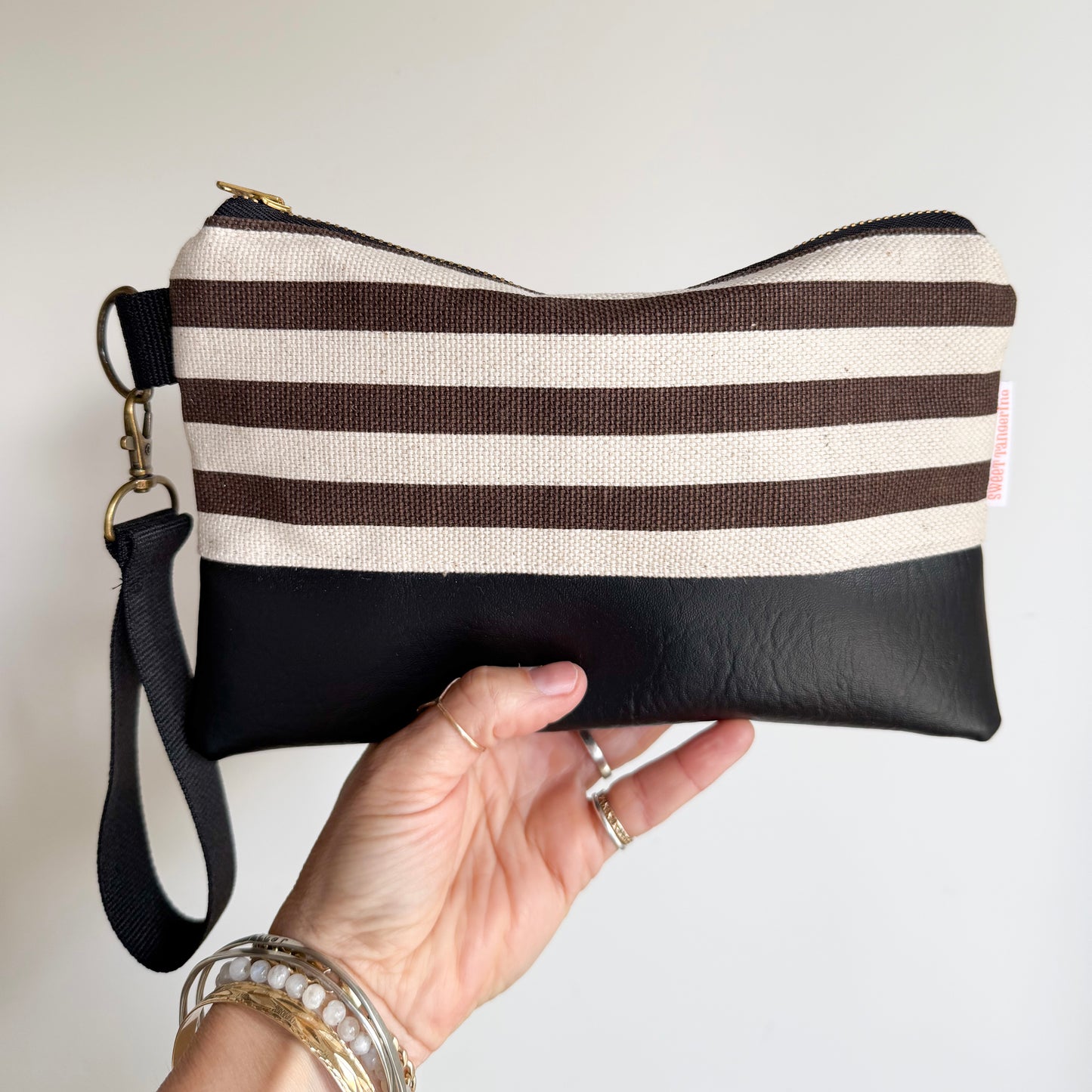 WRISTLET- Brown Stripe/Black Stonewashed Canvas