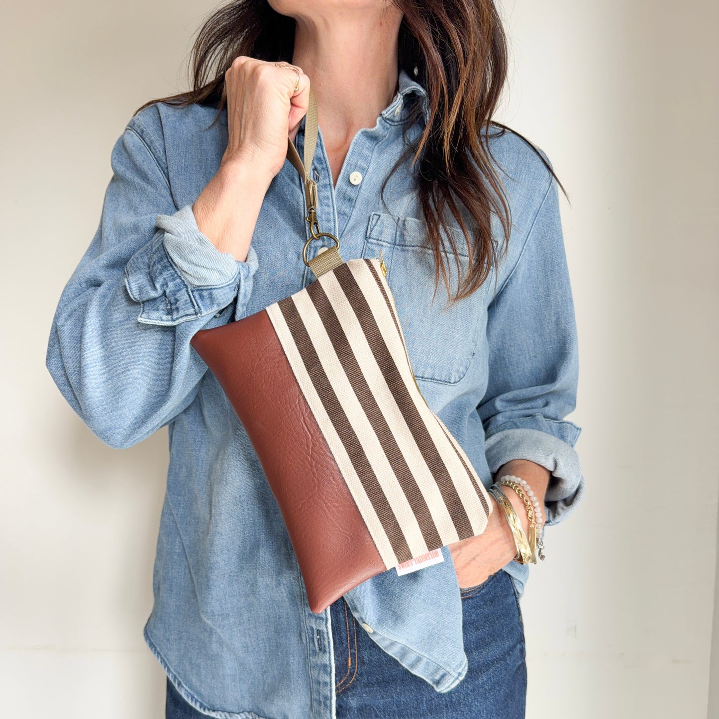WRISTLET- Brown Stripe/Moss Corduroy