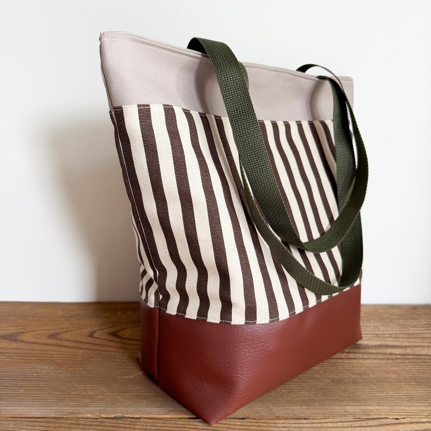 COCOA STRIPE TOTE BAG