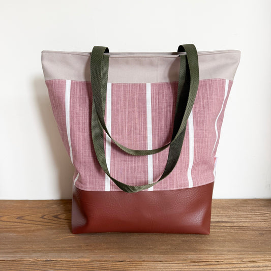 MAUVE STRIPE TOTE BAG