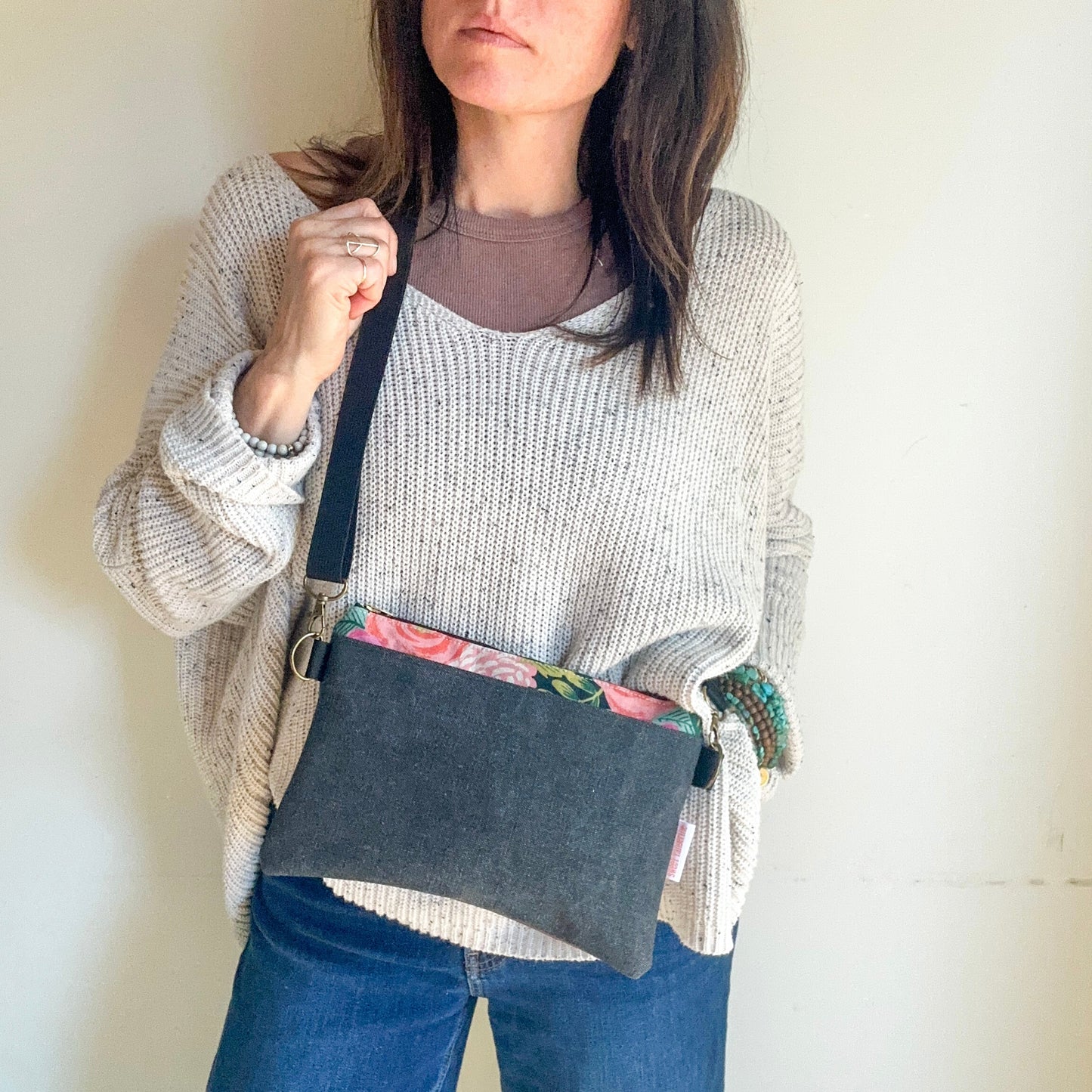SMALL CROSSBODY - Navy Bloom + Charcoal Stonewashed + Denim