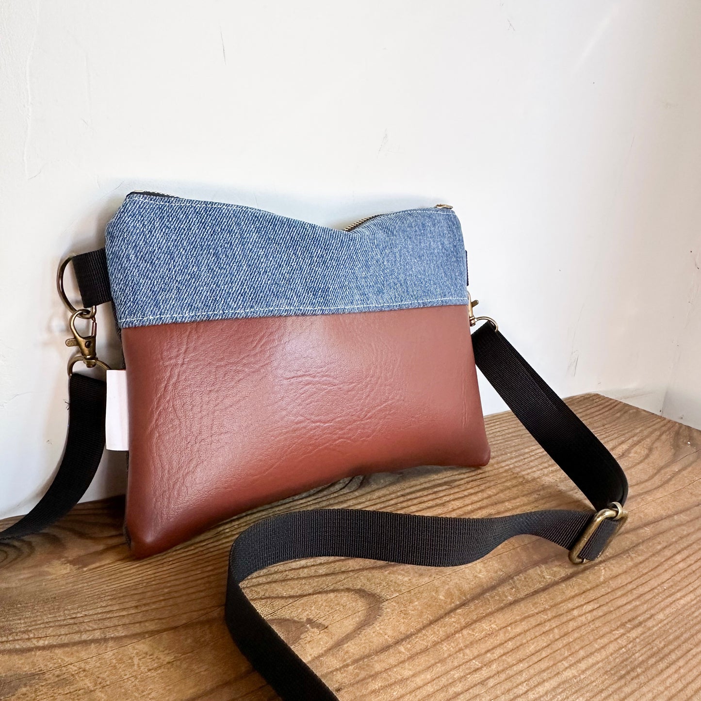 SMALL CROSSBODY - Denim + Charcoal Stonewashed