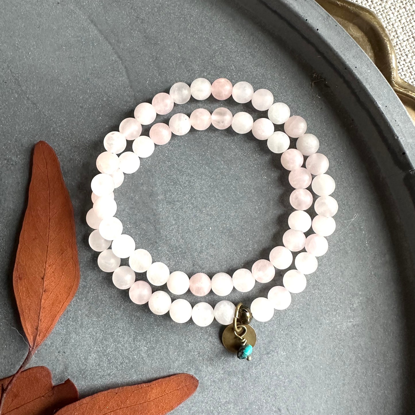 MATTE ROSE QUARTZ WRAP BRACELET