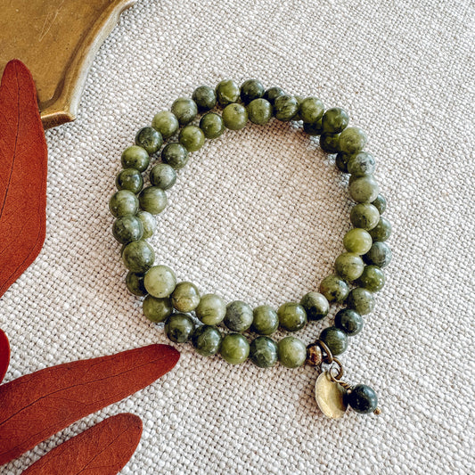 OLIVE JADE WRAP BRACELET