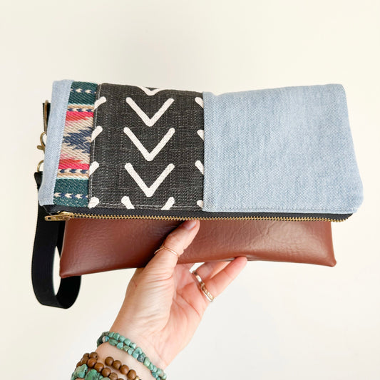 FOLDOVER CLUTCH- Boho/Sierra Stripe
