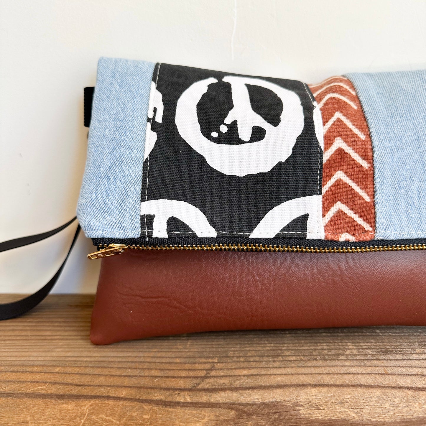 FOLDOVER CLUTCH- Peace/Mudcloth A