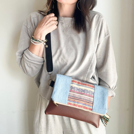 FOLDOVER CROSSBODY - Boho Stripe/Denim