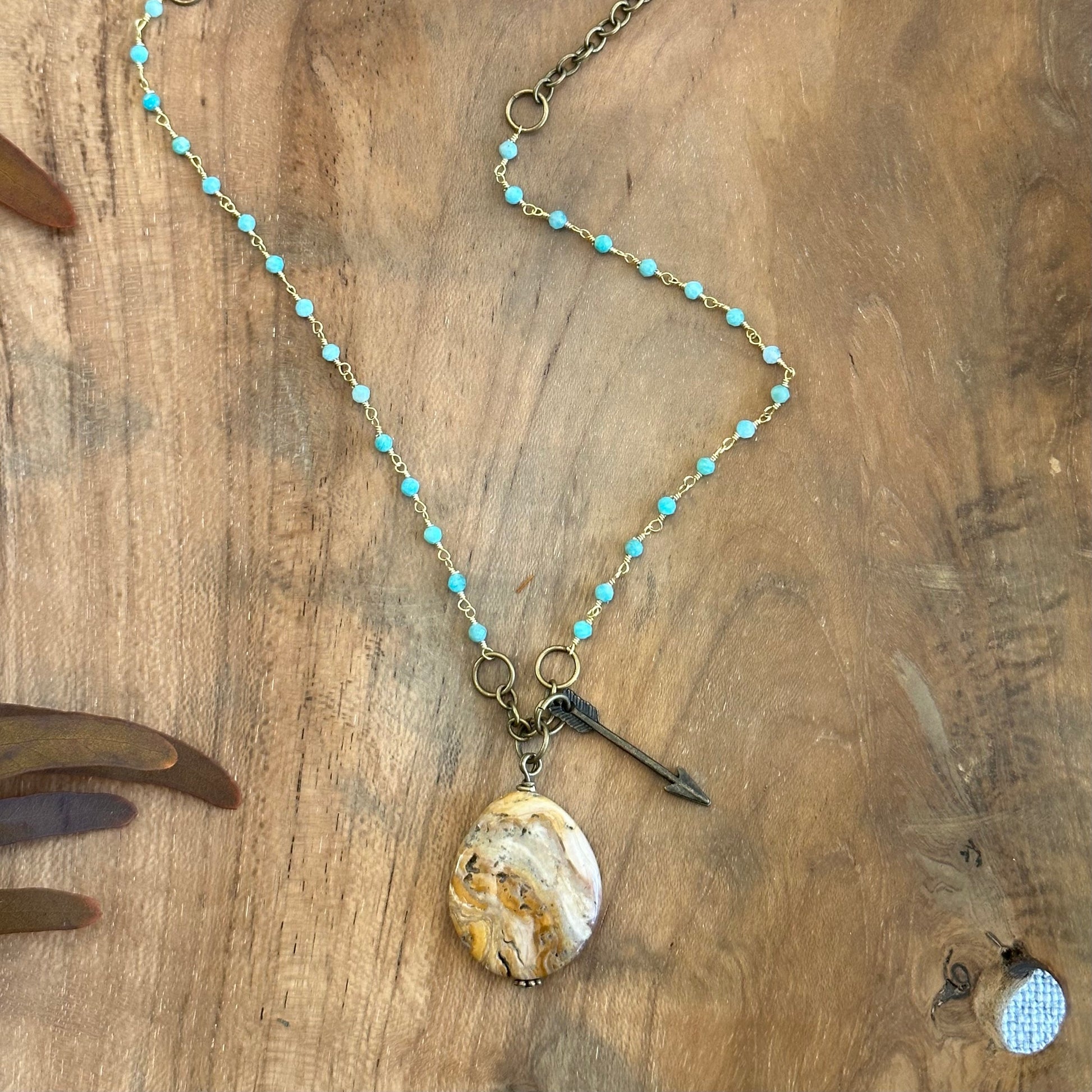 Cola Jasper and Turquoise Stone Boho Necklace