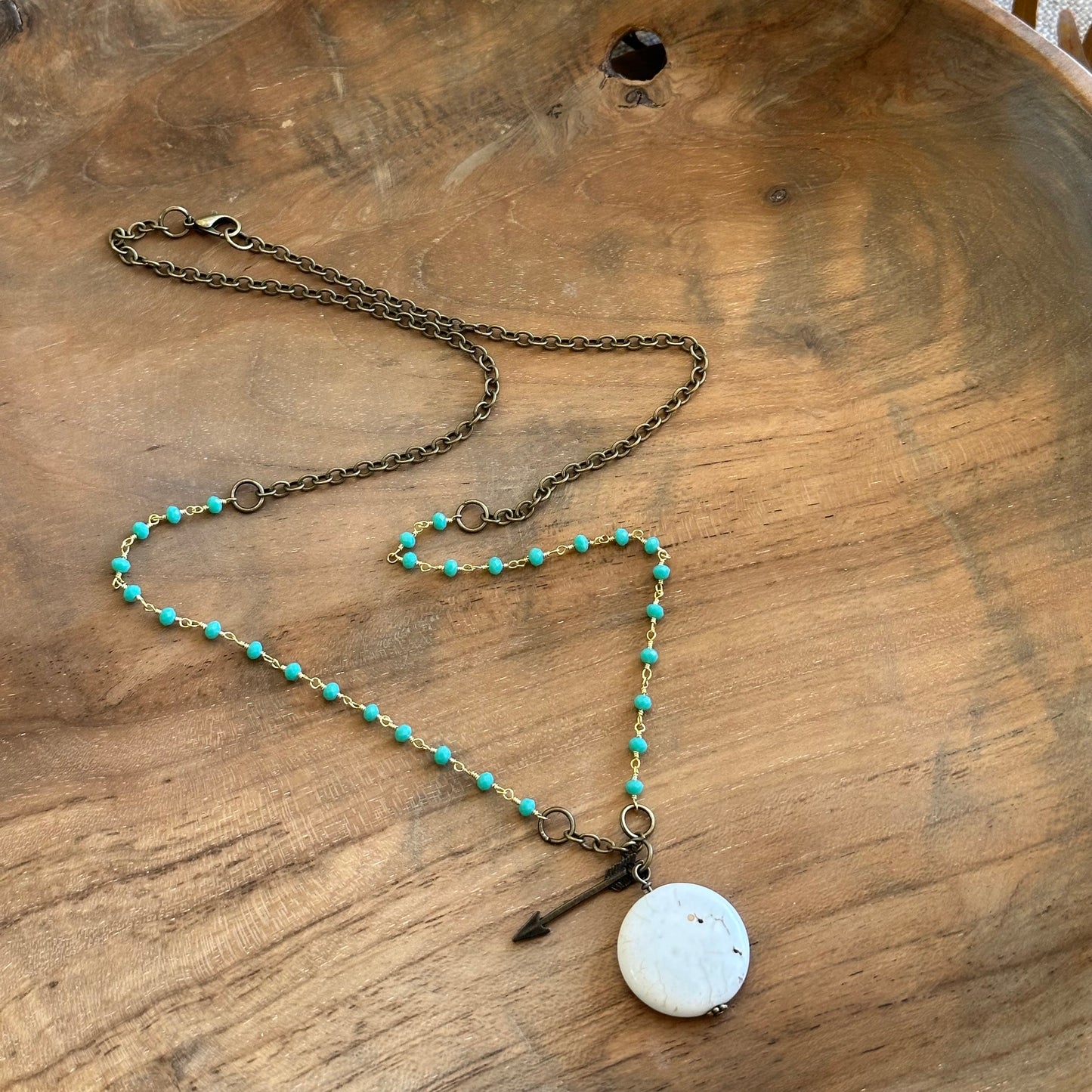 White Stone and Amazonite Boho Necklace