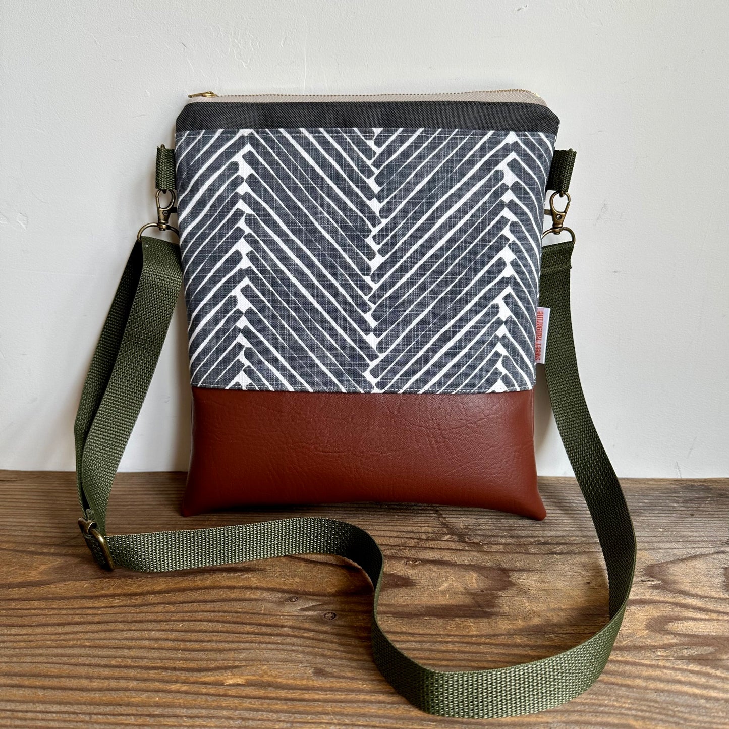 Gray Zig Zag Crossbody Bag