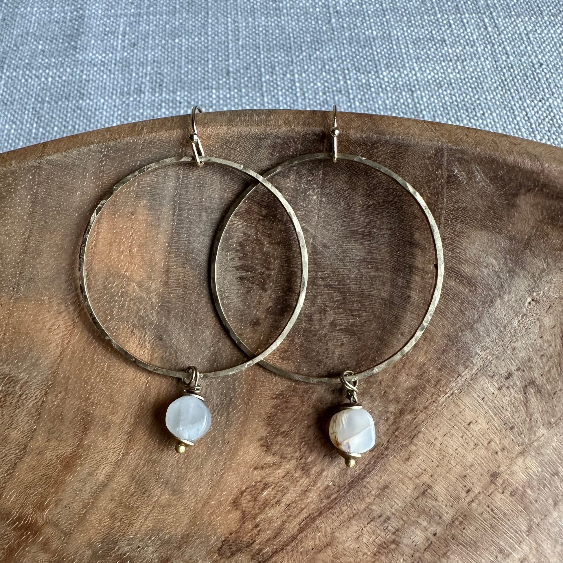 Hammered Hoops with Moonstone