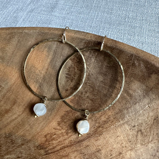 Hammered Hoops with Moonstone
