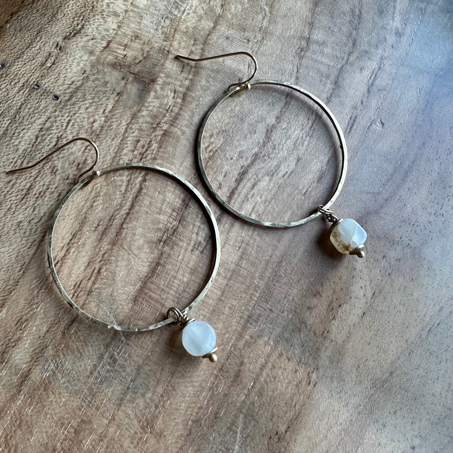 Hammered Hoops with Moonstone