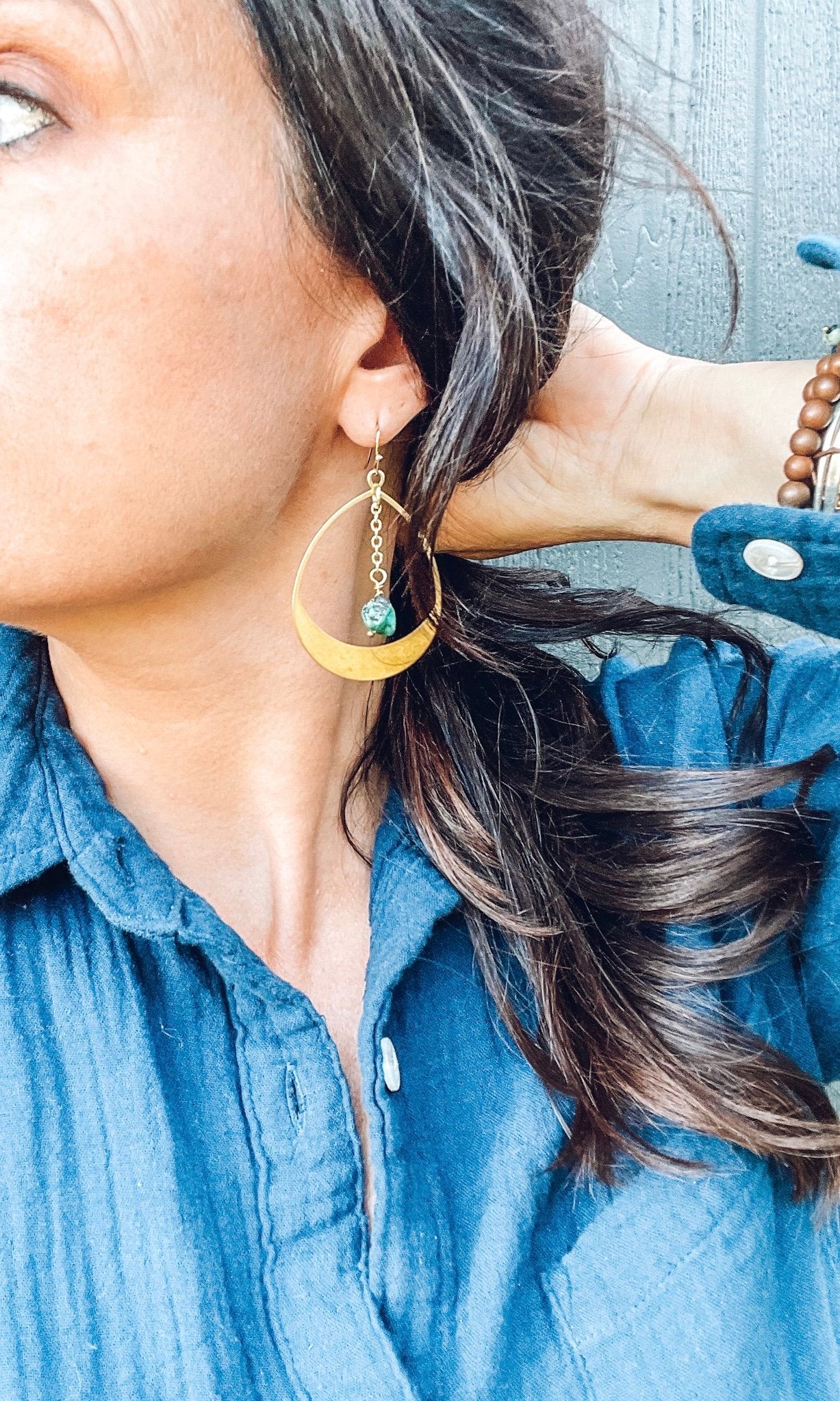 Turquoise Brass Drops