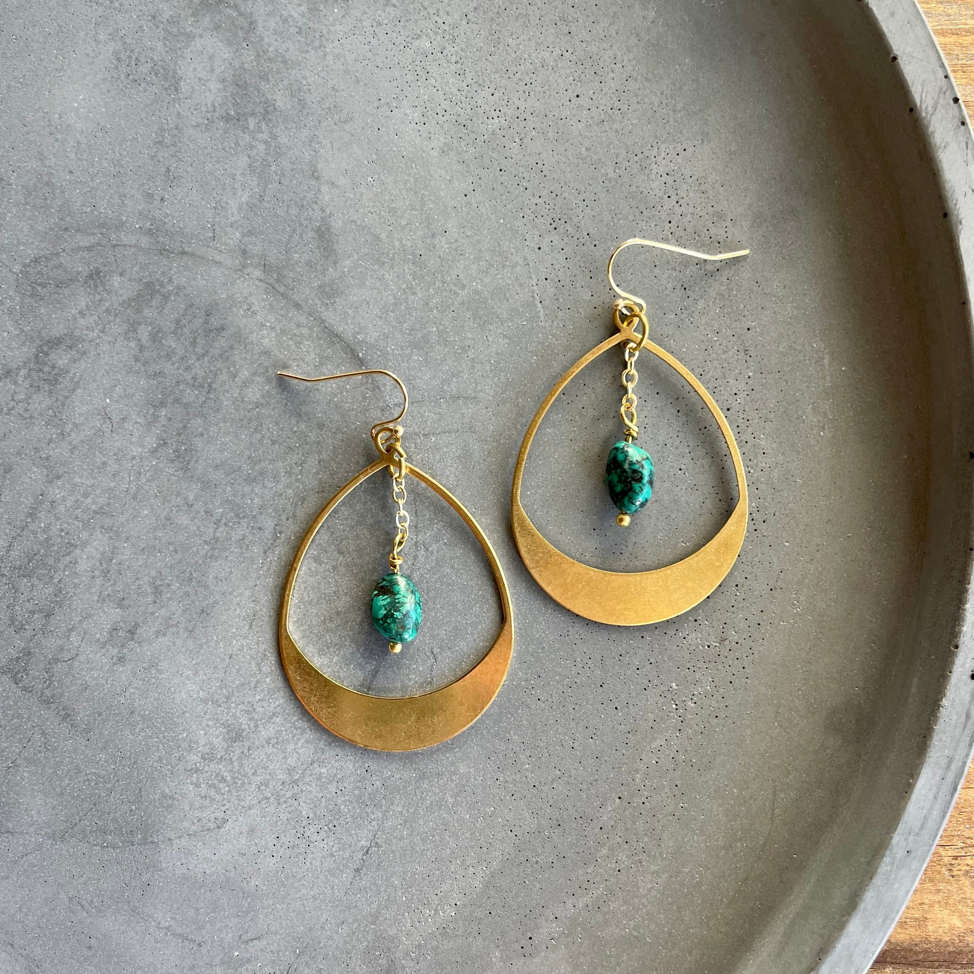 Turquoise Brass Drops