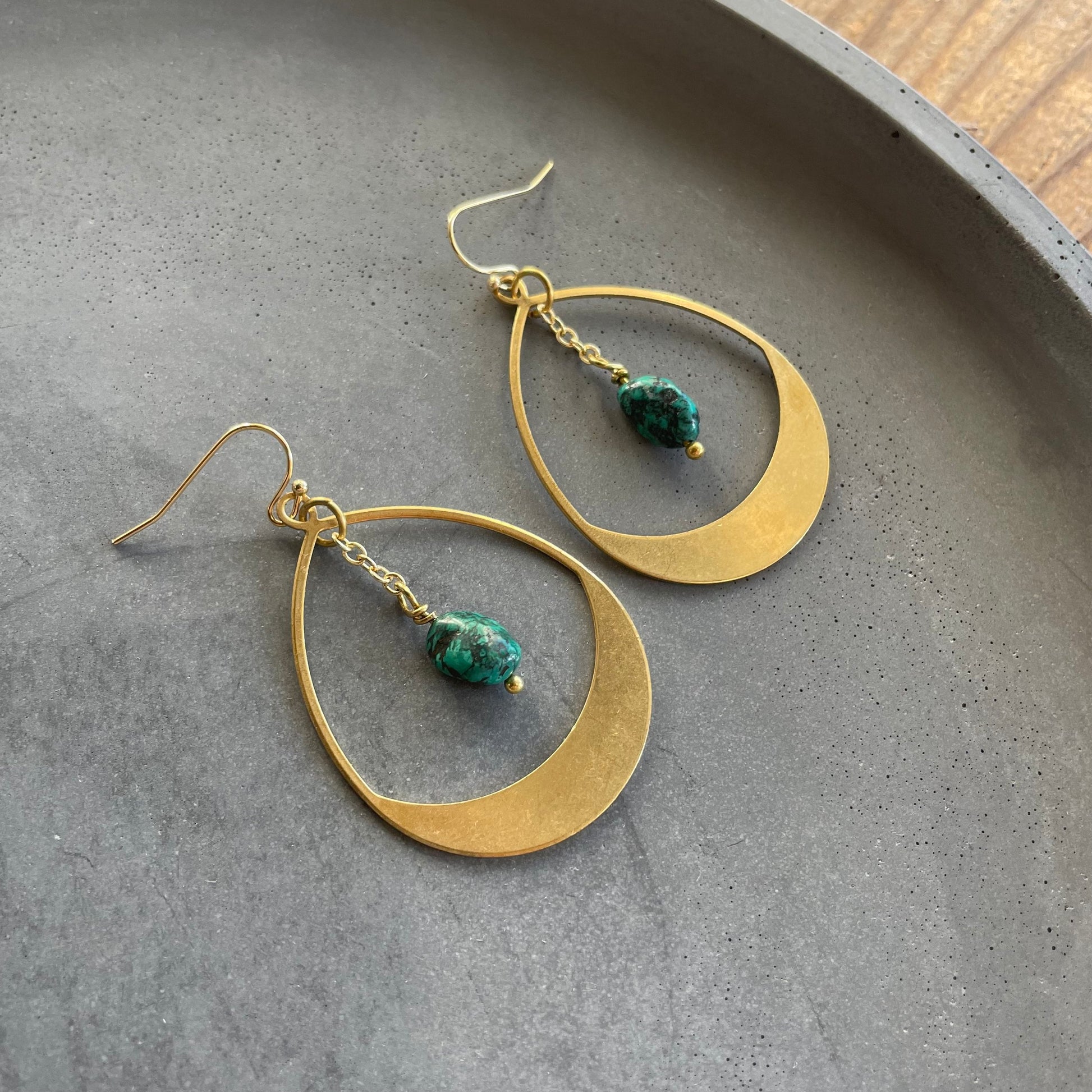 Turquoise Brass Drops