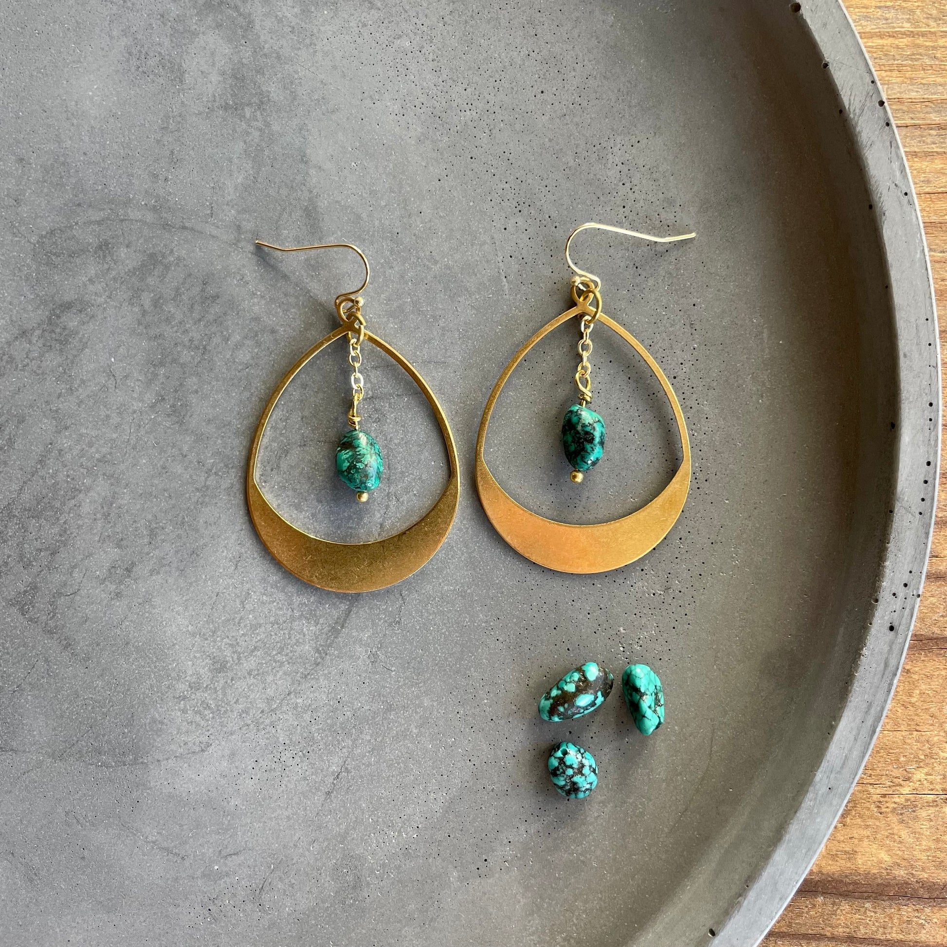 Turquoise Brass Drops