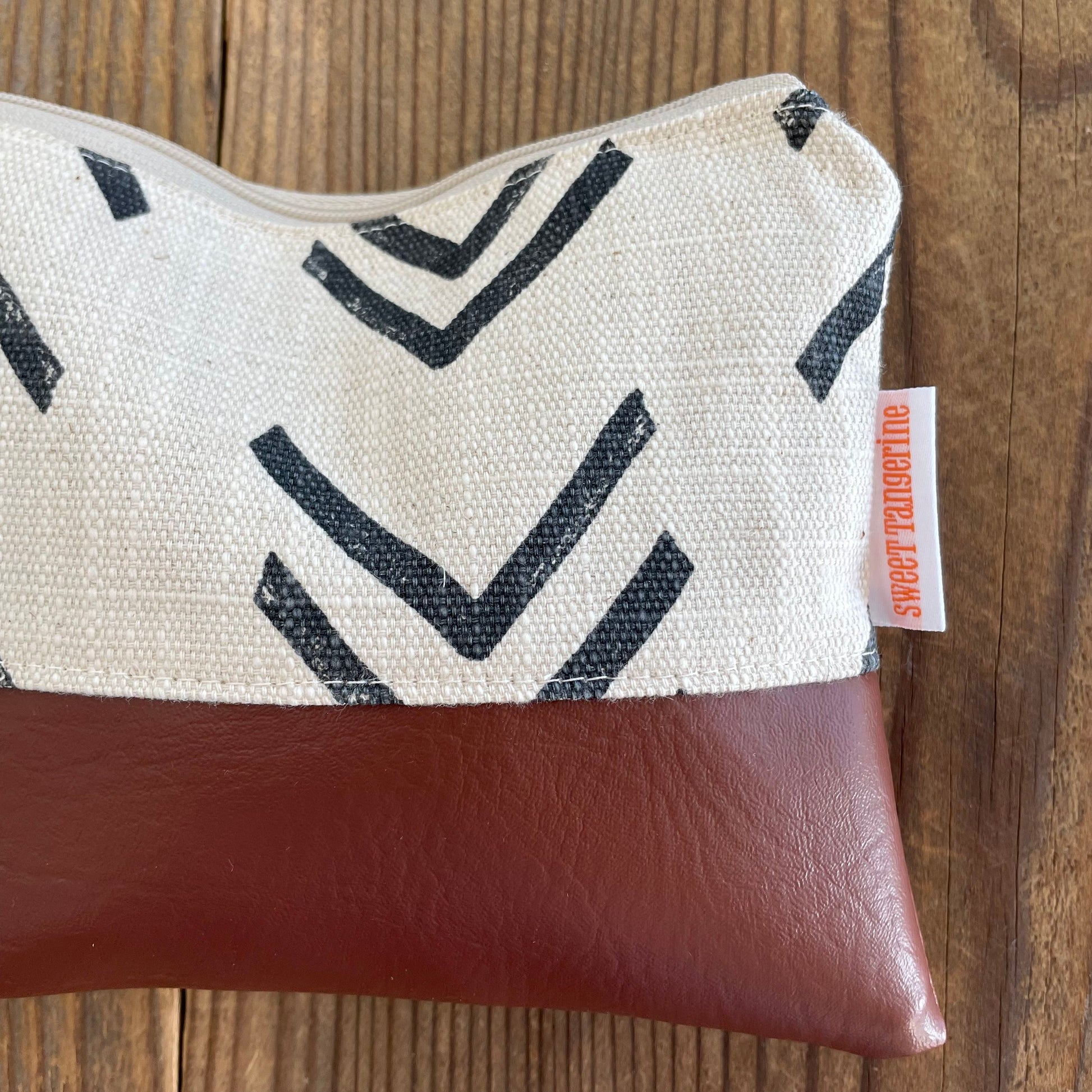 Cream Mudcloth Zipper Pouch
