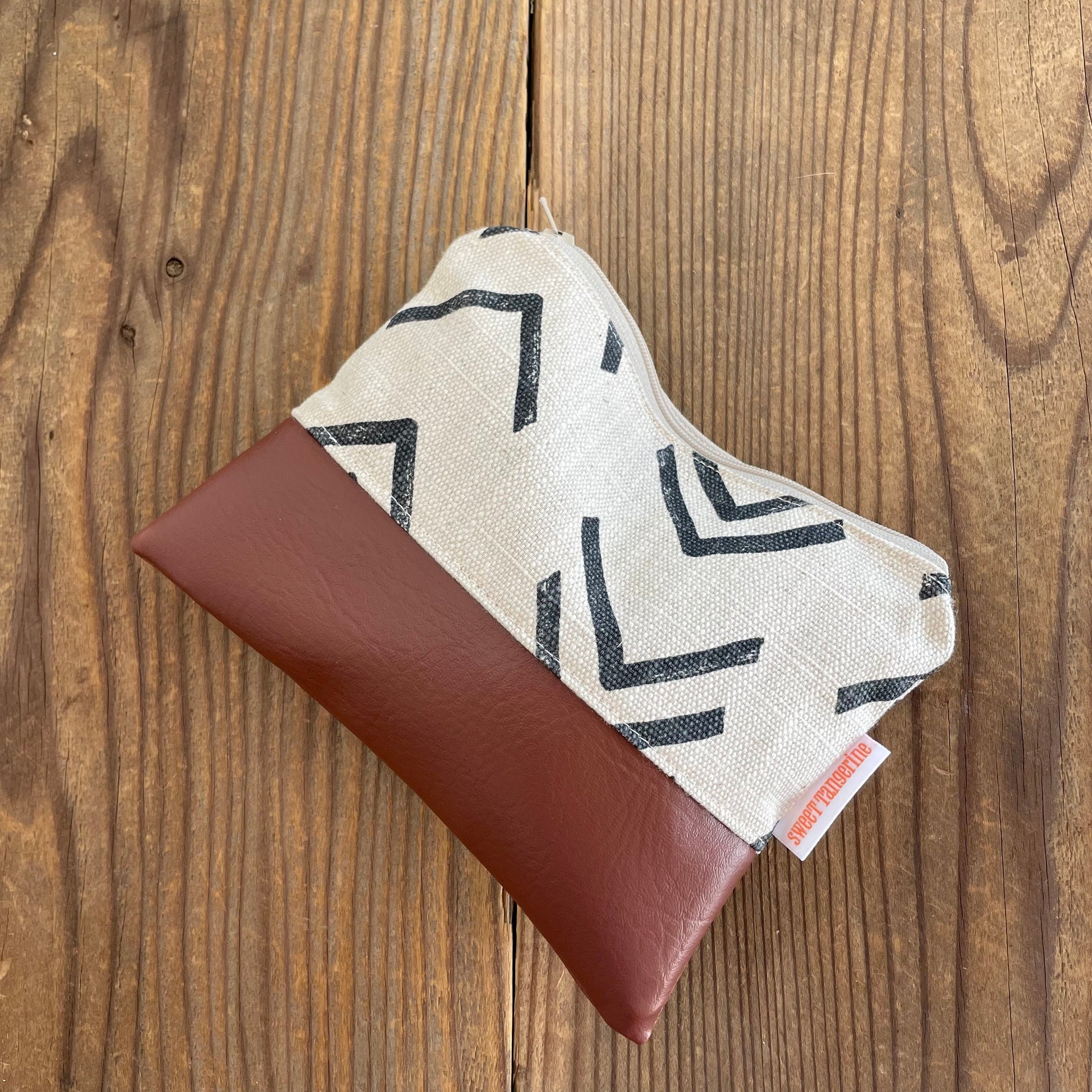 Cream Mudcloth Zipper Pouch