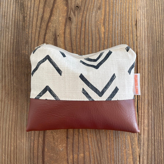 Cream Mudcloth Zipper Pouch