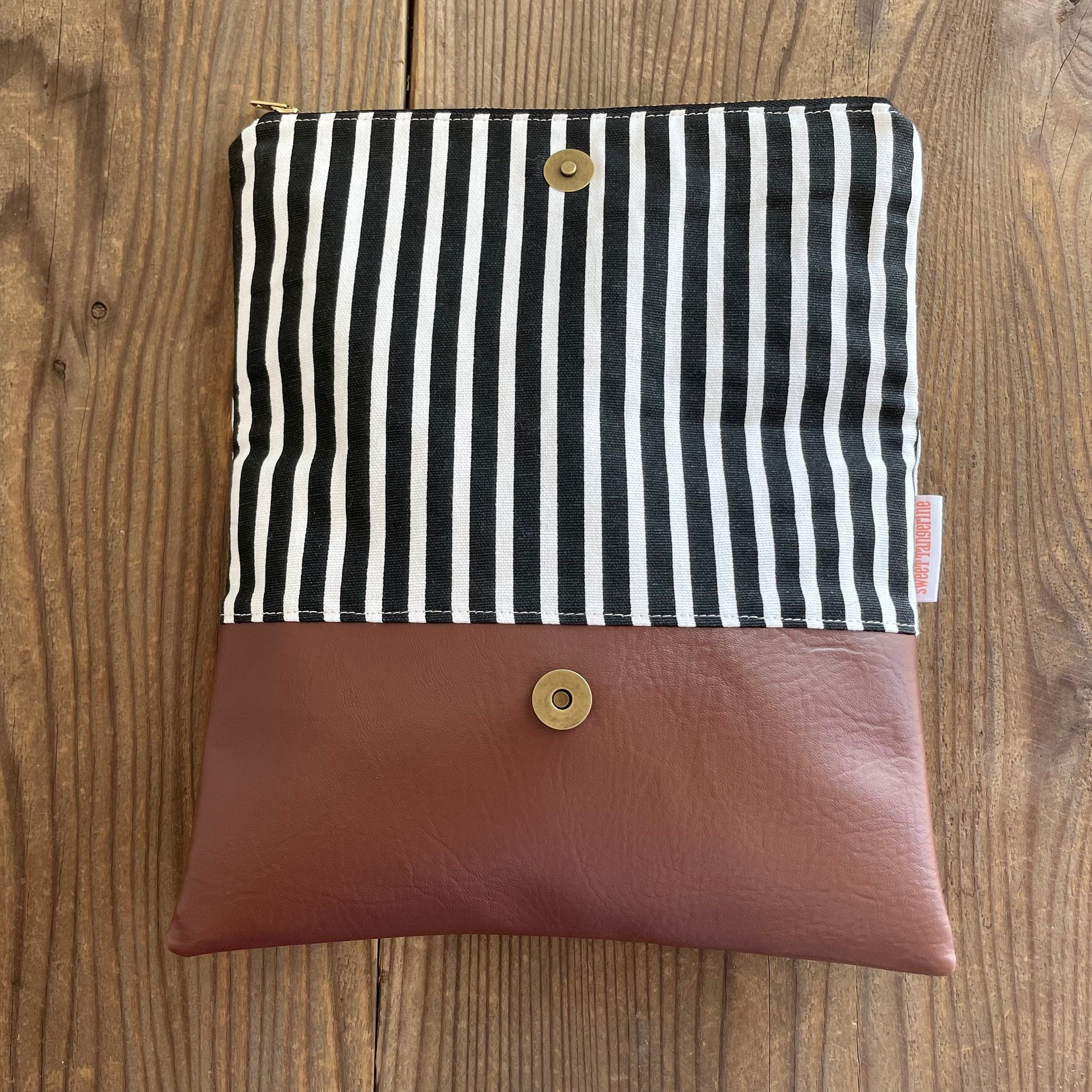 Black Stripe Foldover Clutch