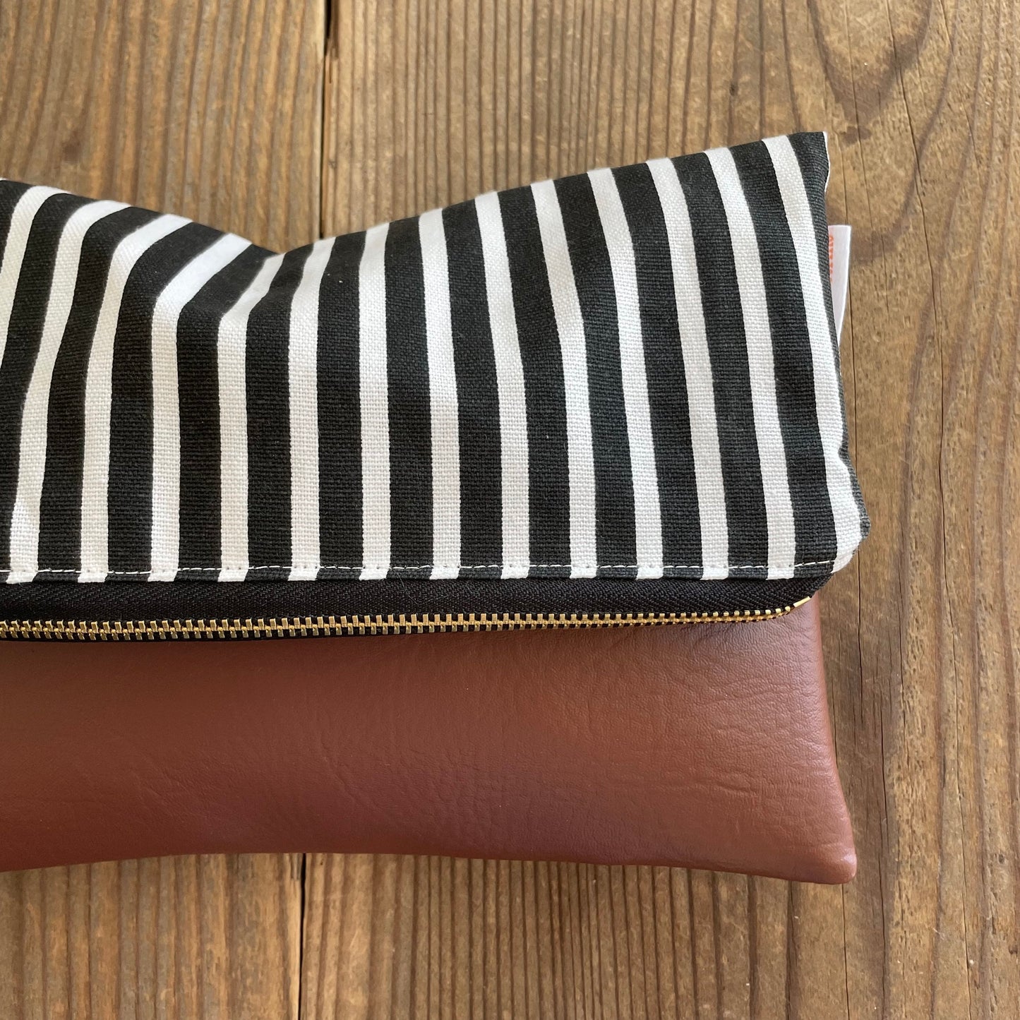 Black Stripe Foldover Clutch