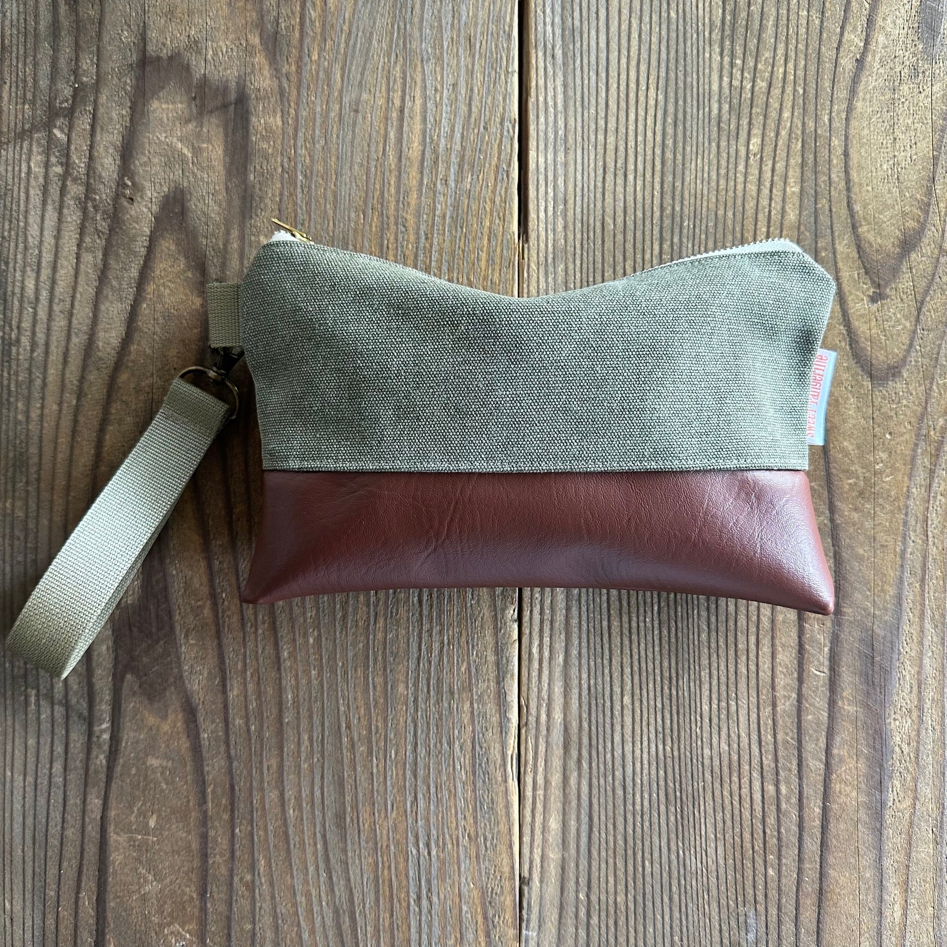 Olive Stonewashed Wristlet