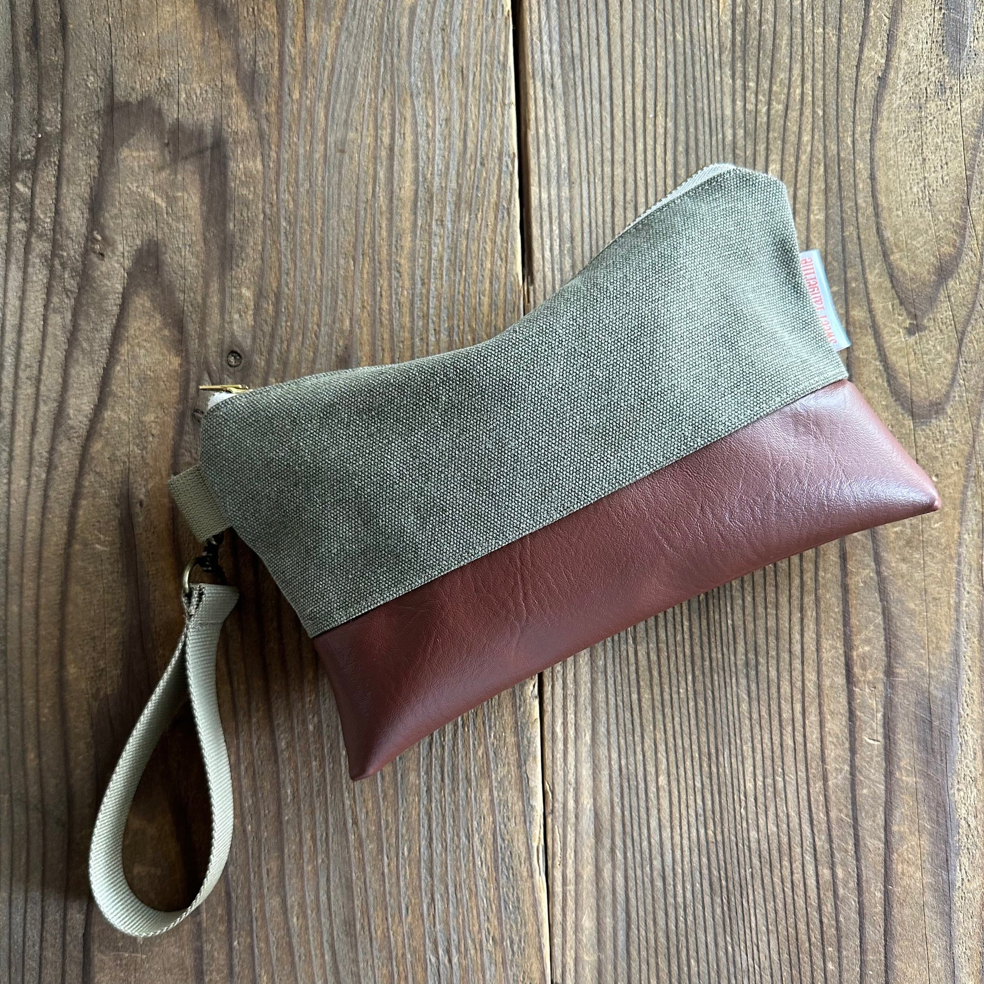 Olive Stonewashed Wristlet