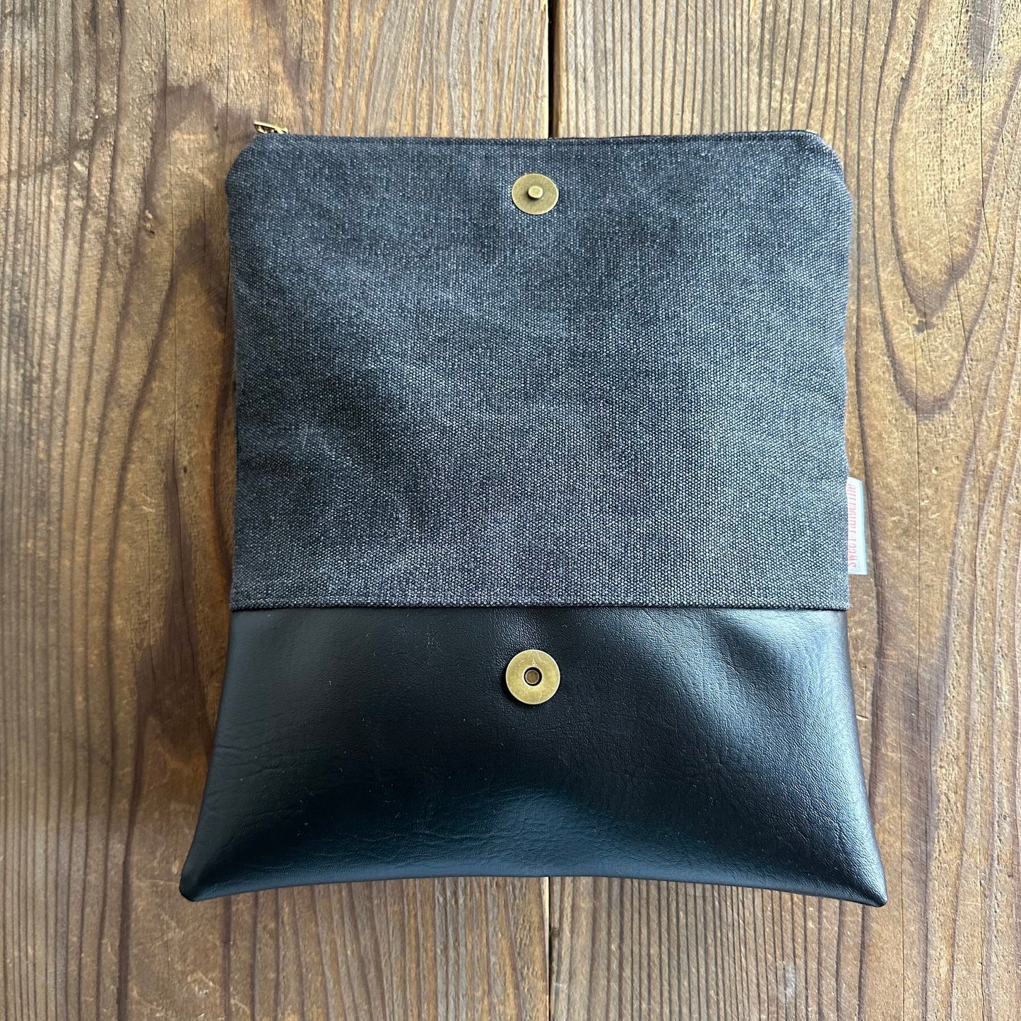 Charcoal Stonewashed Foldover Clutch