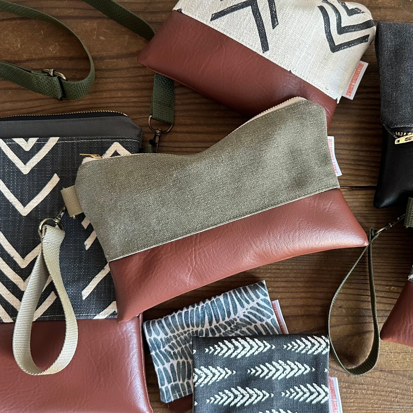 Olive Stonewashed Wristlet